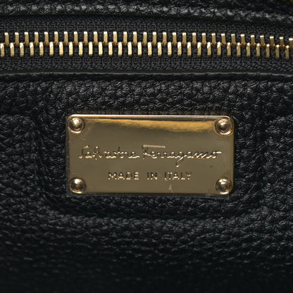 Salvatore Ferragamo Hammered Calfskin Double Handle Small Amy Tote Black 6 of 10