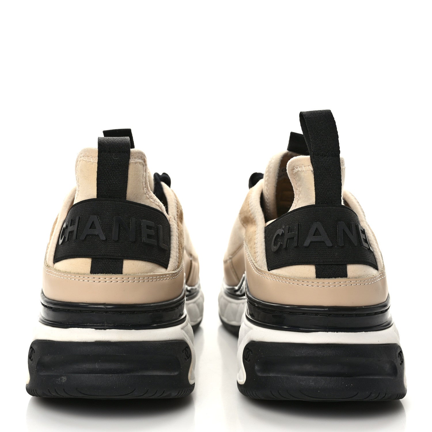 Chanel Velvet Calfskin Mixed Fibers CC Sneakers 40 Beige 5 of 9