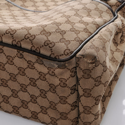 Gucci Monogram Natural Pigskin Large Diaper Bag Beige Ebony Cocoa Dark Chocolate 10 of 11