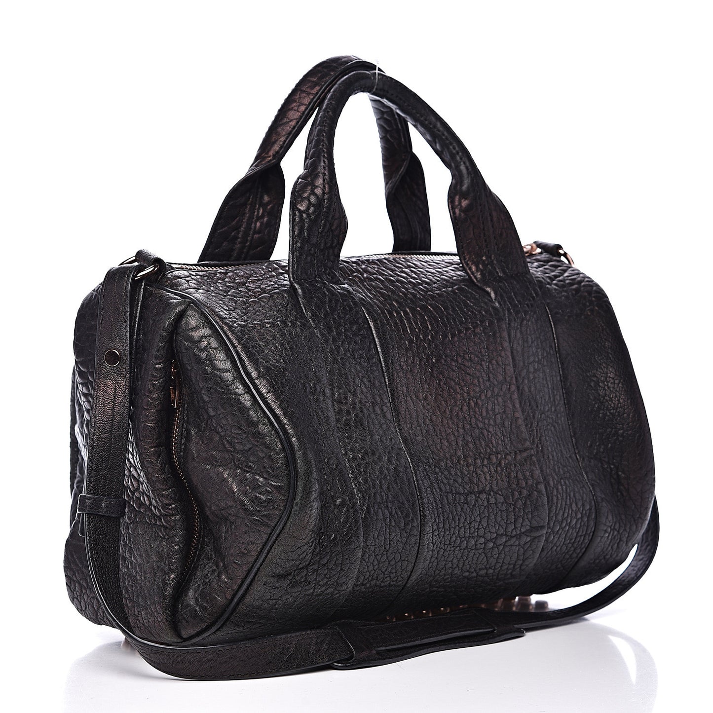 Pebbled Lambskin Rocco Black Rose Gold Hardware