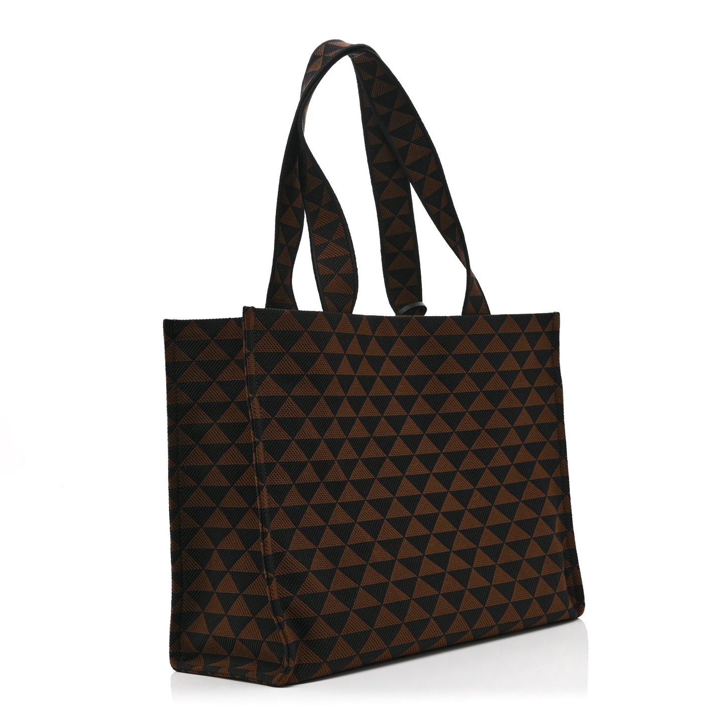 Jacquard Saffiano Triangolo Symbole Embroidered Shopping Tote Black Corda
