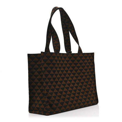 Prada Jacquard Saffiano Triangolo Symbole Embroidered Shopping Tote Black Corda 3 of 10