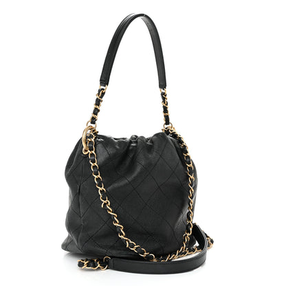 Chanel Lambskin Quilted Antique Signs Drawstring Bag Black 3 of 12