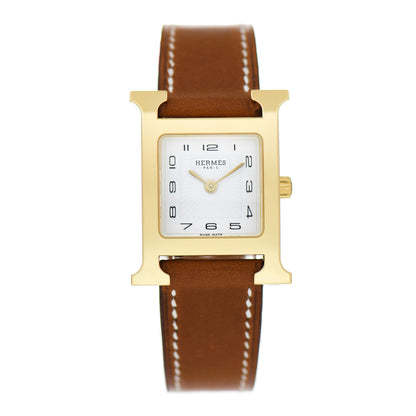 Hermes Stainless Steel Barenia 21mm Heure H Hour Quartz Watch Fauve 1 of 5