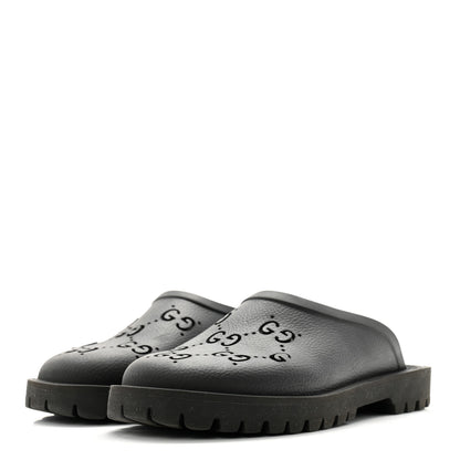 Gucci Rubber GG Monogram Perforated Mens Slip On Sandals 6 Black 3 of 9