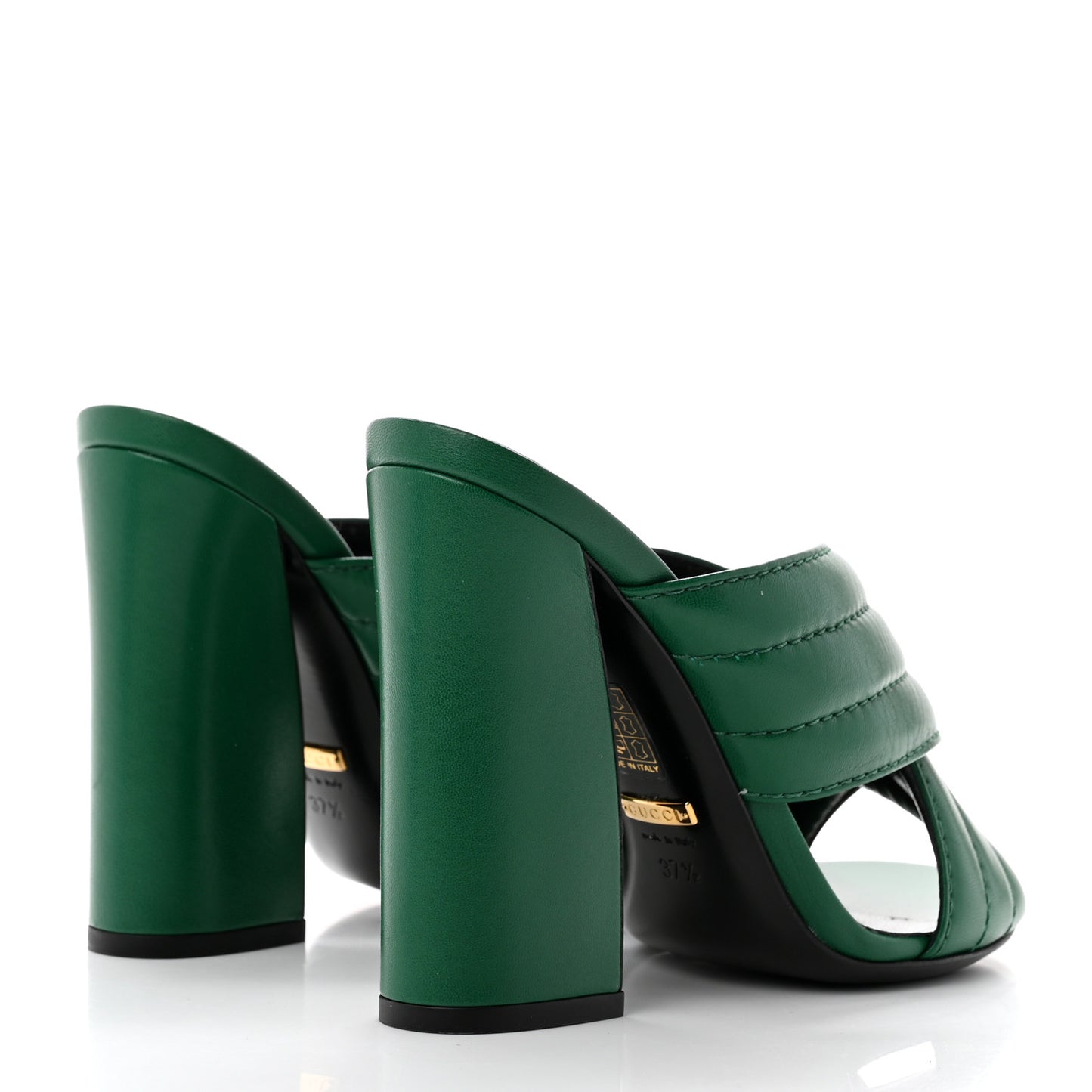 Malaga Kid Webby Crossover High Heel Slide Sandals 37.5 Emerald