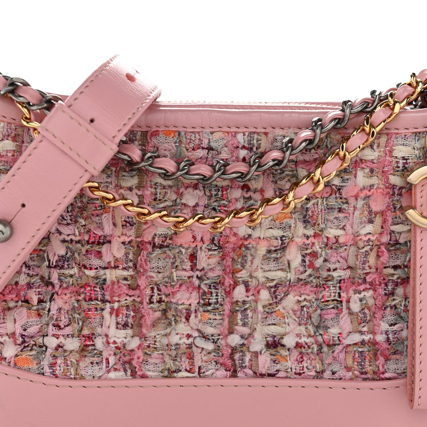 Tweed Calfskin Small Gabrielle Hobo Light Pink