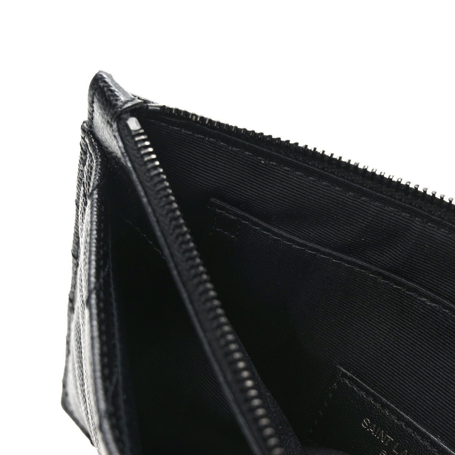 Saint Laurent Grain De Poudre Chevron Monogram Bill Pouch Black Black 8 of 9