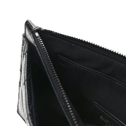Saint Laurent Grain De Poudre Chevron Monogram Bill Pouch Black Black 8 of 9