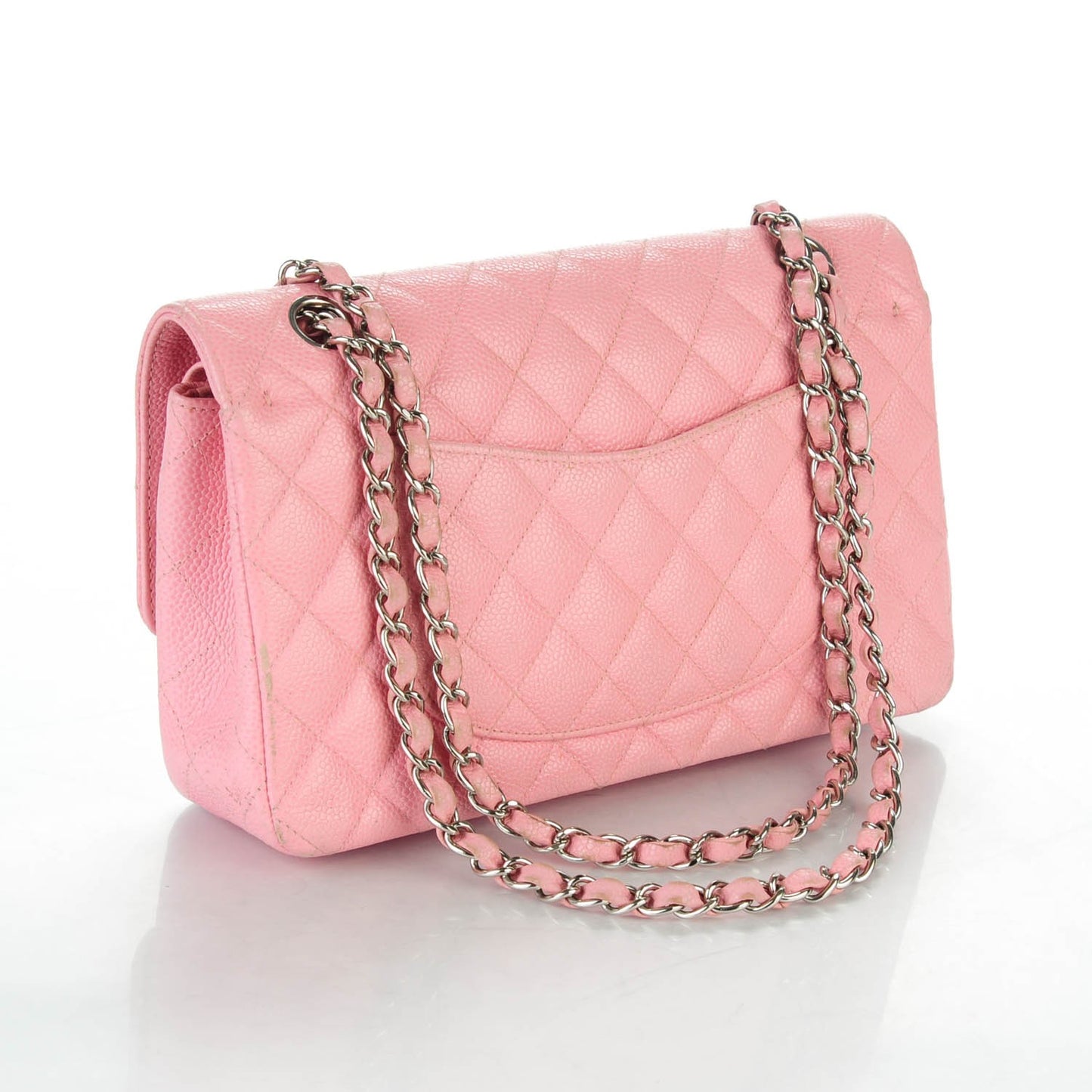 Caviar Quilted Medium Double Flap Pink