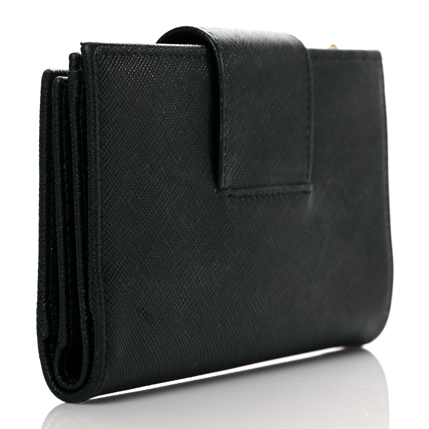 Saffiano Metal Tab Wallet Black