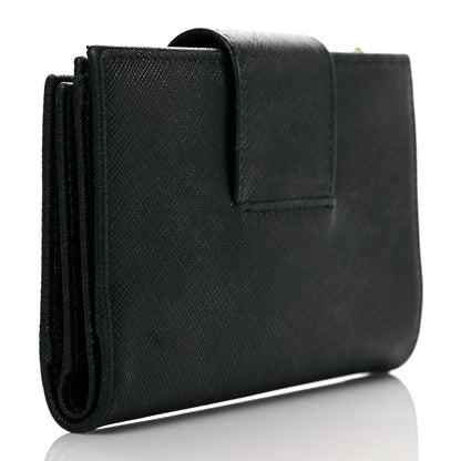 Prada Saffiano Metal Tab Wallet Black 3 of 10