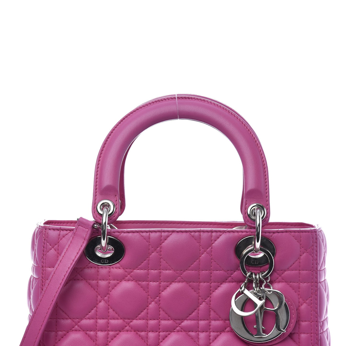 Lambskin Cannage Medium Lady Dior Fuchsia