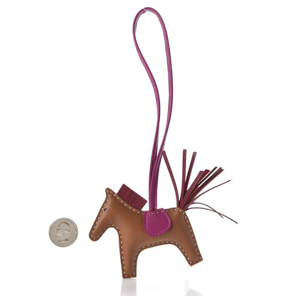 Hermes Milo Lambskin Grigri Rodeo Horse Bag Charm PM Sesame Grenat Rose Poupre 2 of 5
