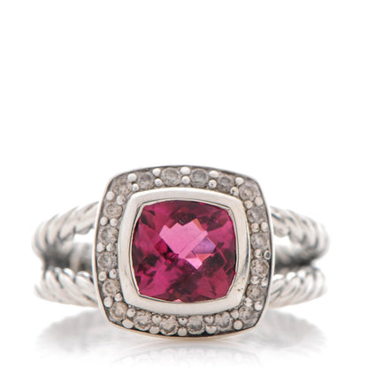 David Yurman Sterling Silver Diamond Pink Tourmaline 7mm Petite Albion Ring 49 5 1 of 5