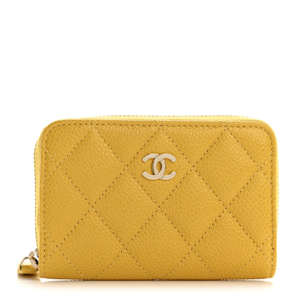 Chanel Caviar Quilted Zip Coin Purse Yellow 1 of 9