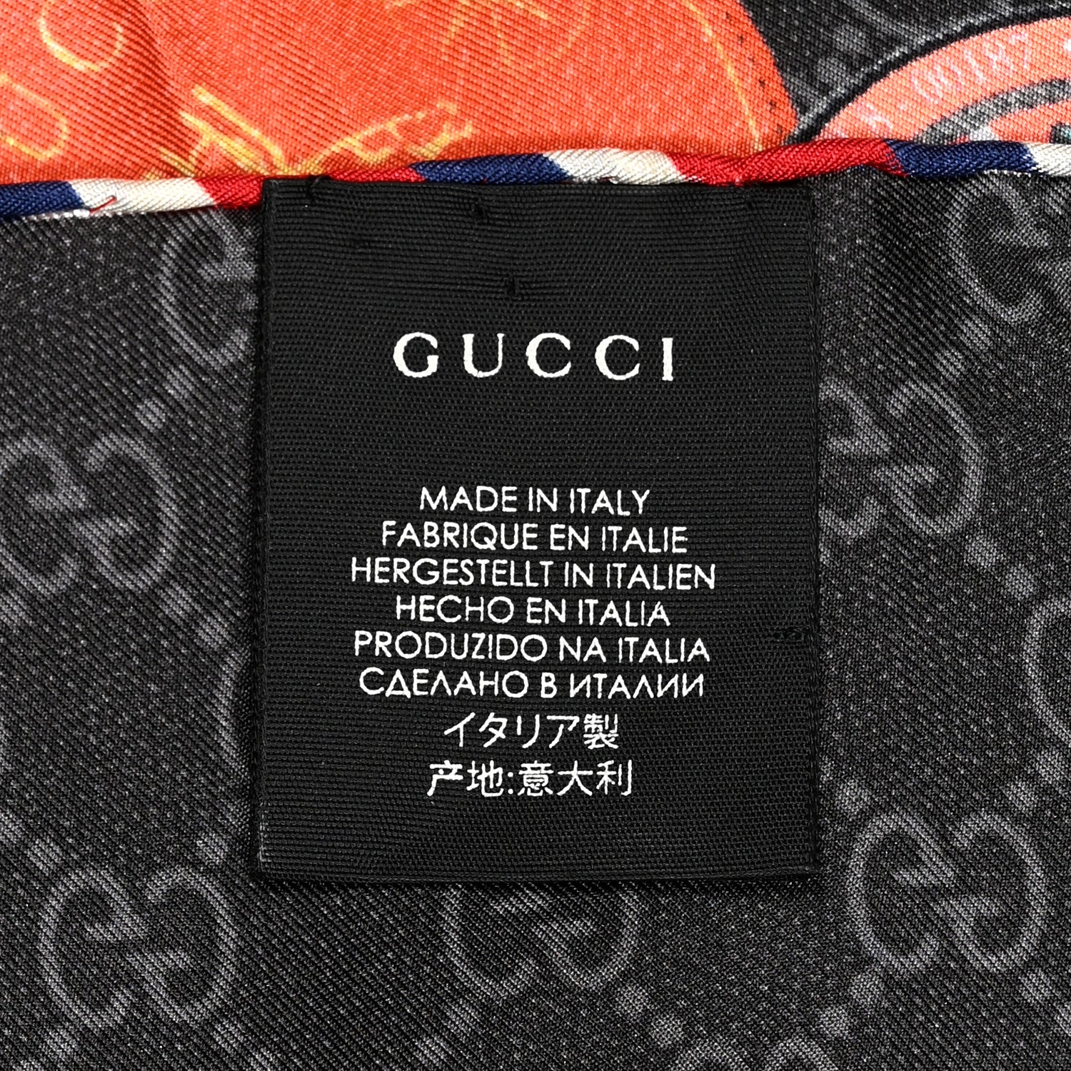 Gucci Silk Twill Monogram Courrier Square Scarf Black Light Grey 2 of 4