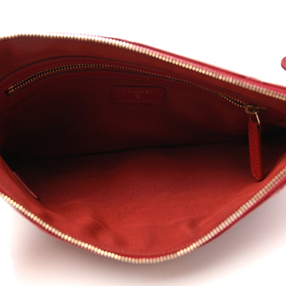 Chanel Shiny Lambskin Quilted CC Large Cosmetic Case Red 5 of 7