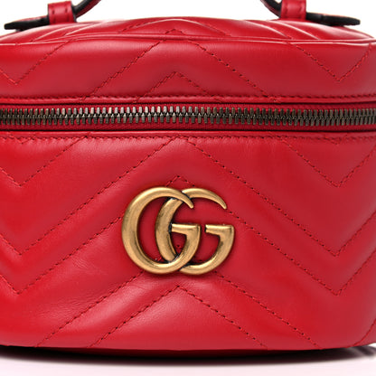 Gucci Calfskin Matelasse Mini GG Marmont Round Backpack Hibiscus Red 7 of 9