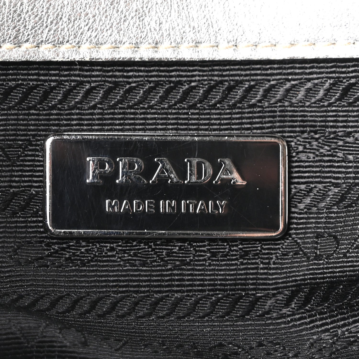 Prada Metallic Nappa Gaufre Messenger Tote Argento 6 of 9