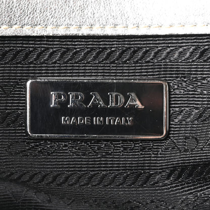 Prada Metallic Nappa Gaufre Messenger Tote Argento 6 of 9