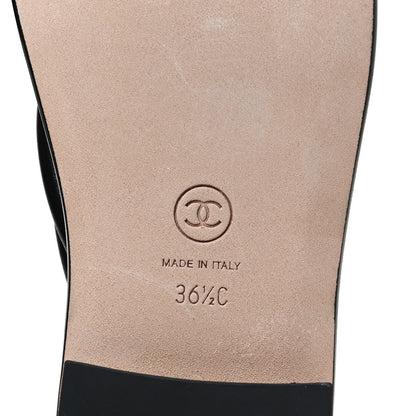 Chanel Lambskin Fabric CC Thong Sandals 36.5 Black Dark Navy 8 of 10