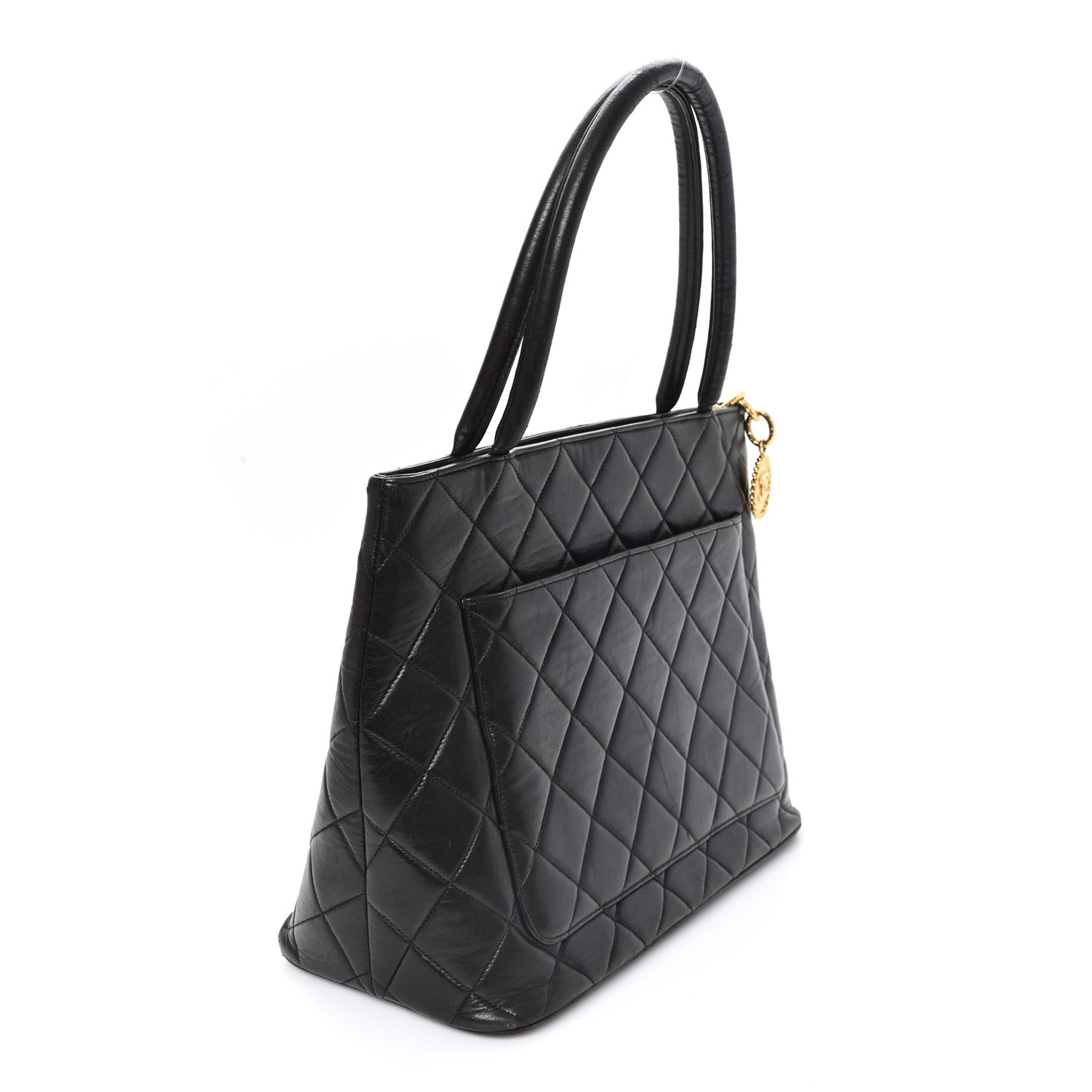Lambskin Quilted Medallion Tote Black Black