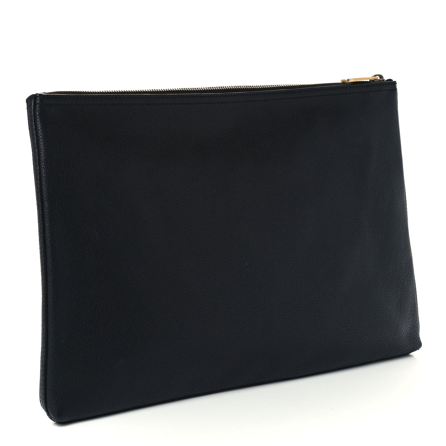Pebbled Calfskin Large Logo Portfolio Clutch Black
