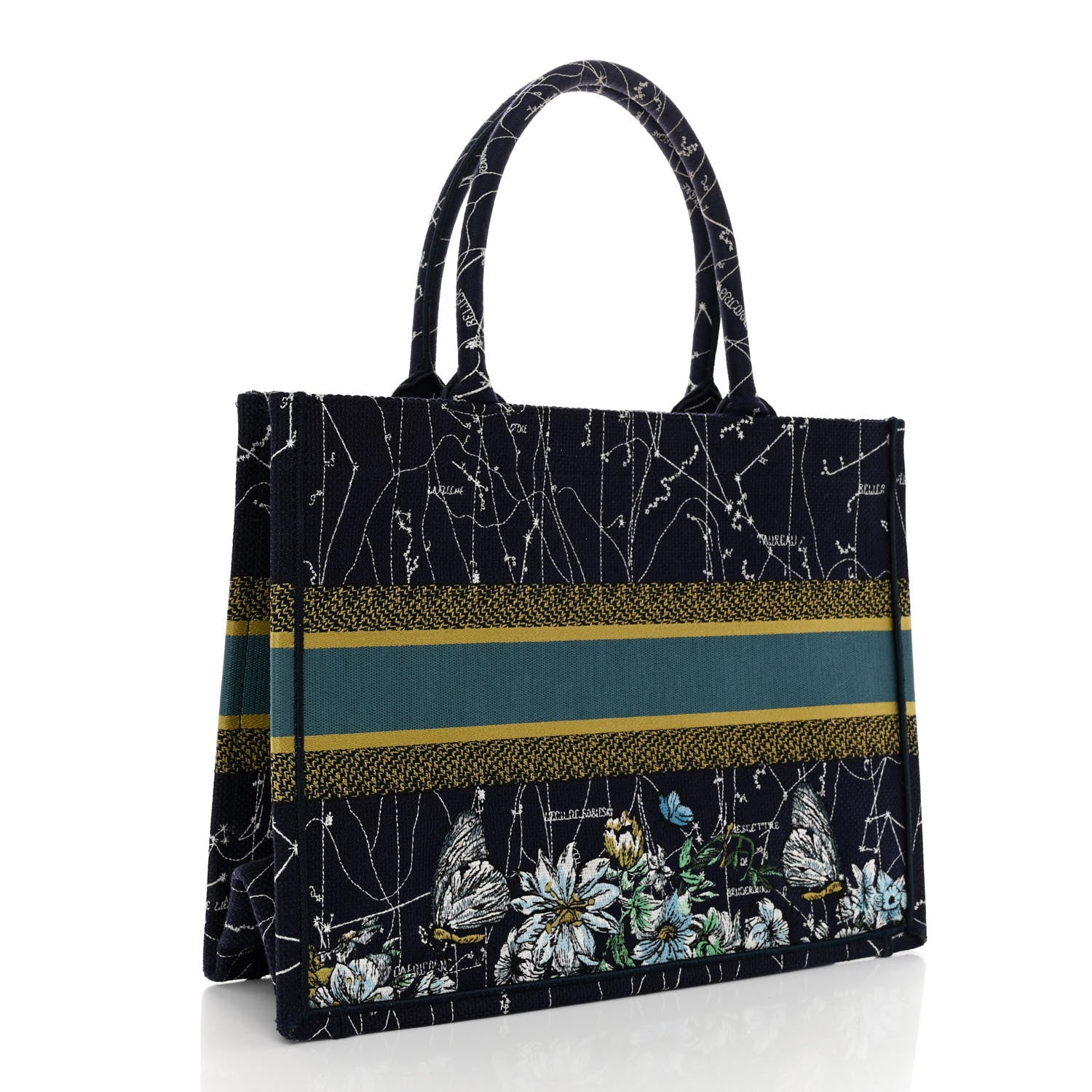Christian Dior Canvas Embroidered Medium Zodiac Book Tote Blue Multicolor 3 of 9