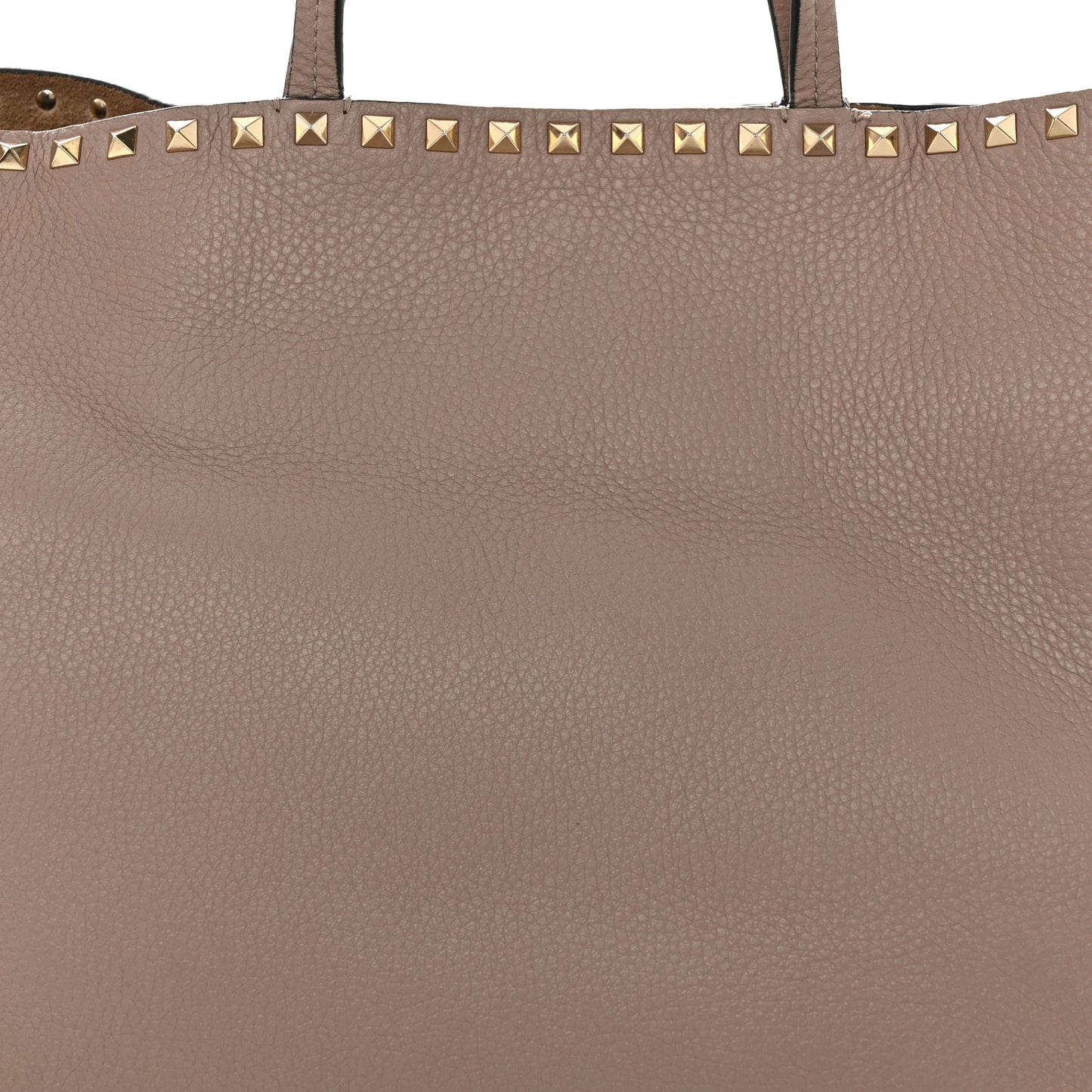 Grained Calfskin Rockstud Shoulder Tote Poudre
