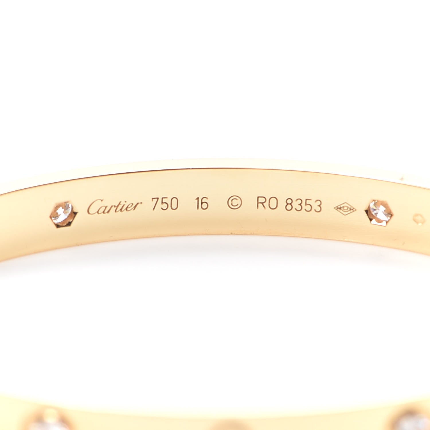 Cartier 18K Yellow Gold 4 Diamond LOVE Bracelet 16 5 of 7