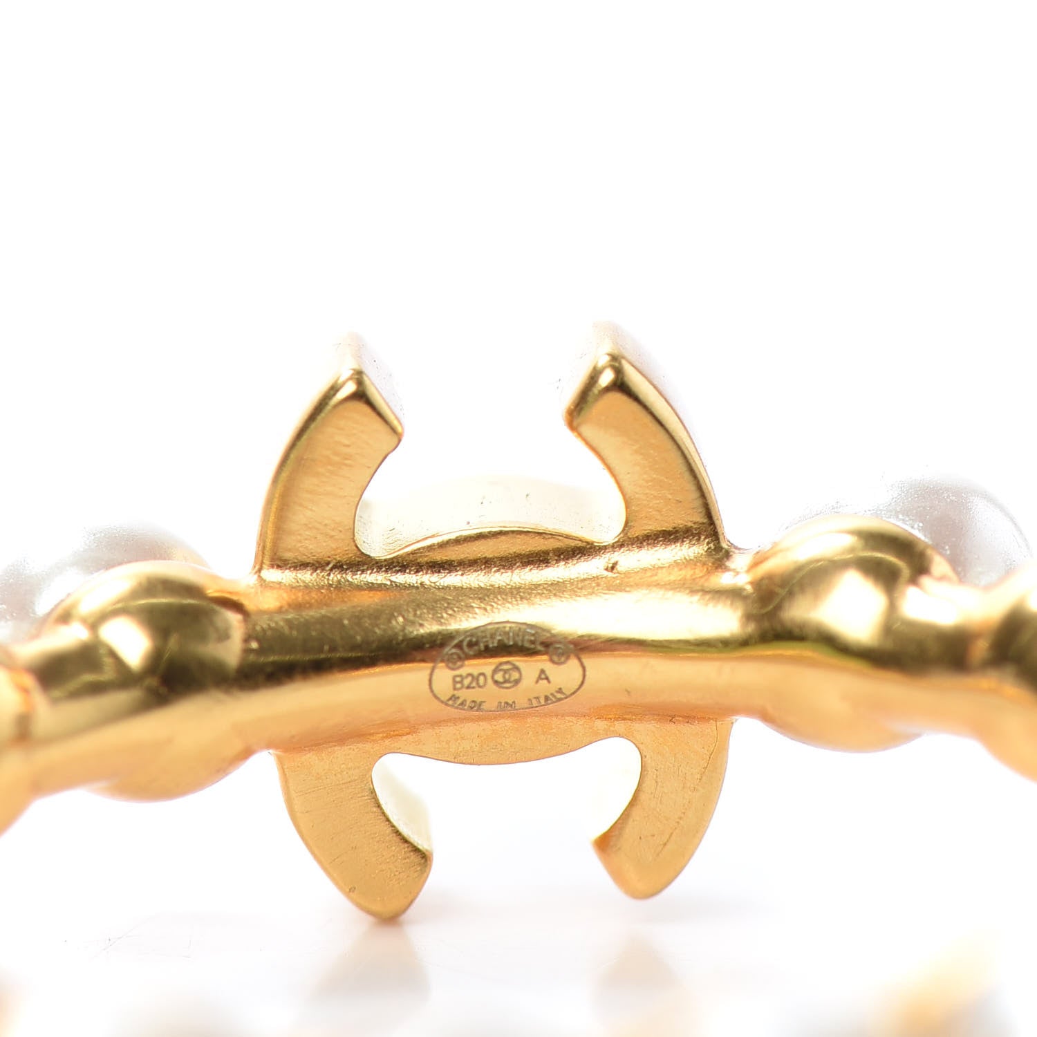 Chanel Pearl CC Small More Is More Hoop Earrings Gold 4 of 4