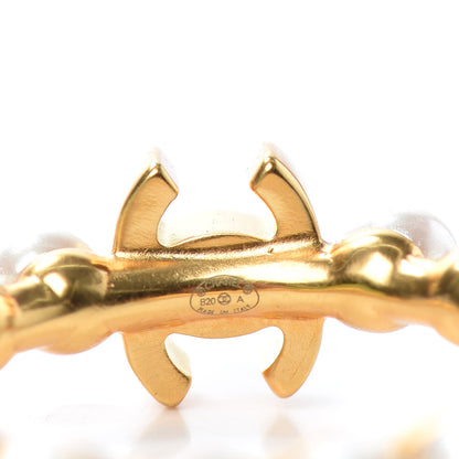 Chanel Pearl CC Small More Is More Hoop Earrings Gold 4 of 4