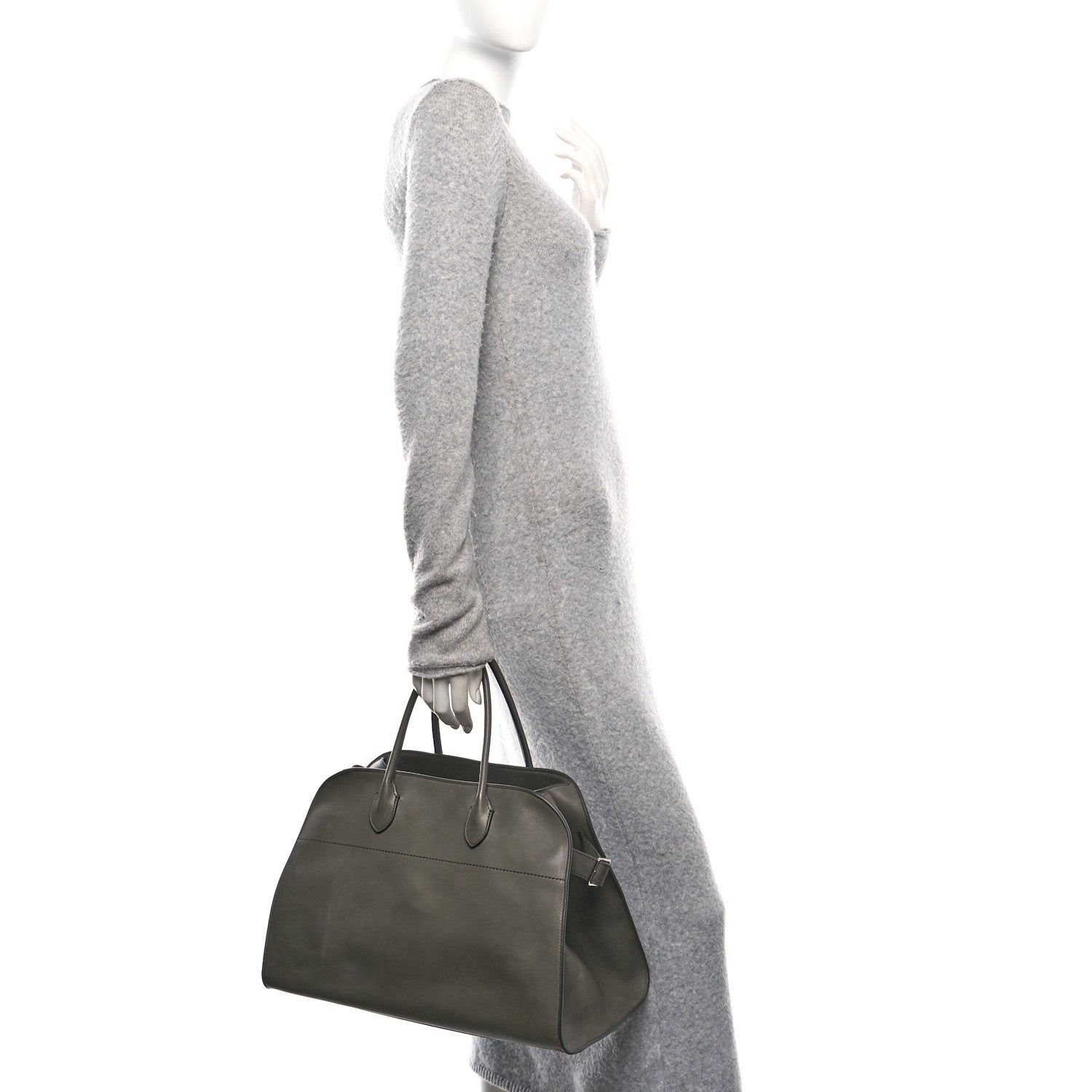 The Row Polished Saddle Calfskin Soft Margaux 15 Koala Grey 2 of 10