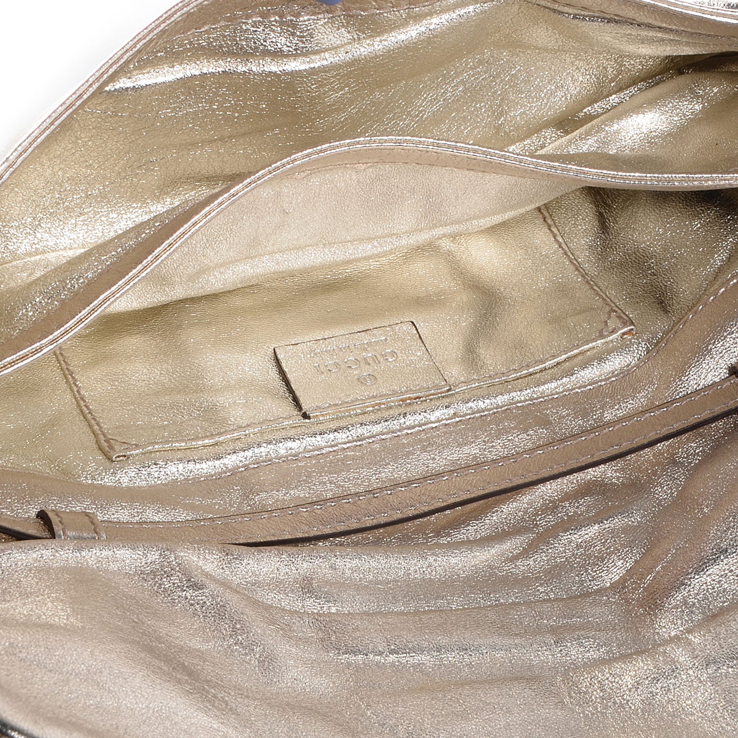 Leather Papillon Crest Evening Bag Metallic Gold