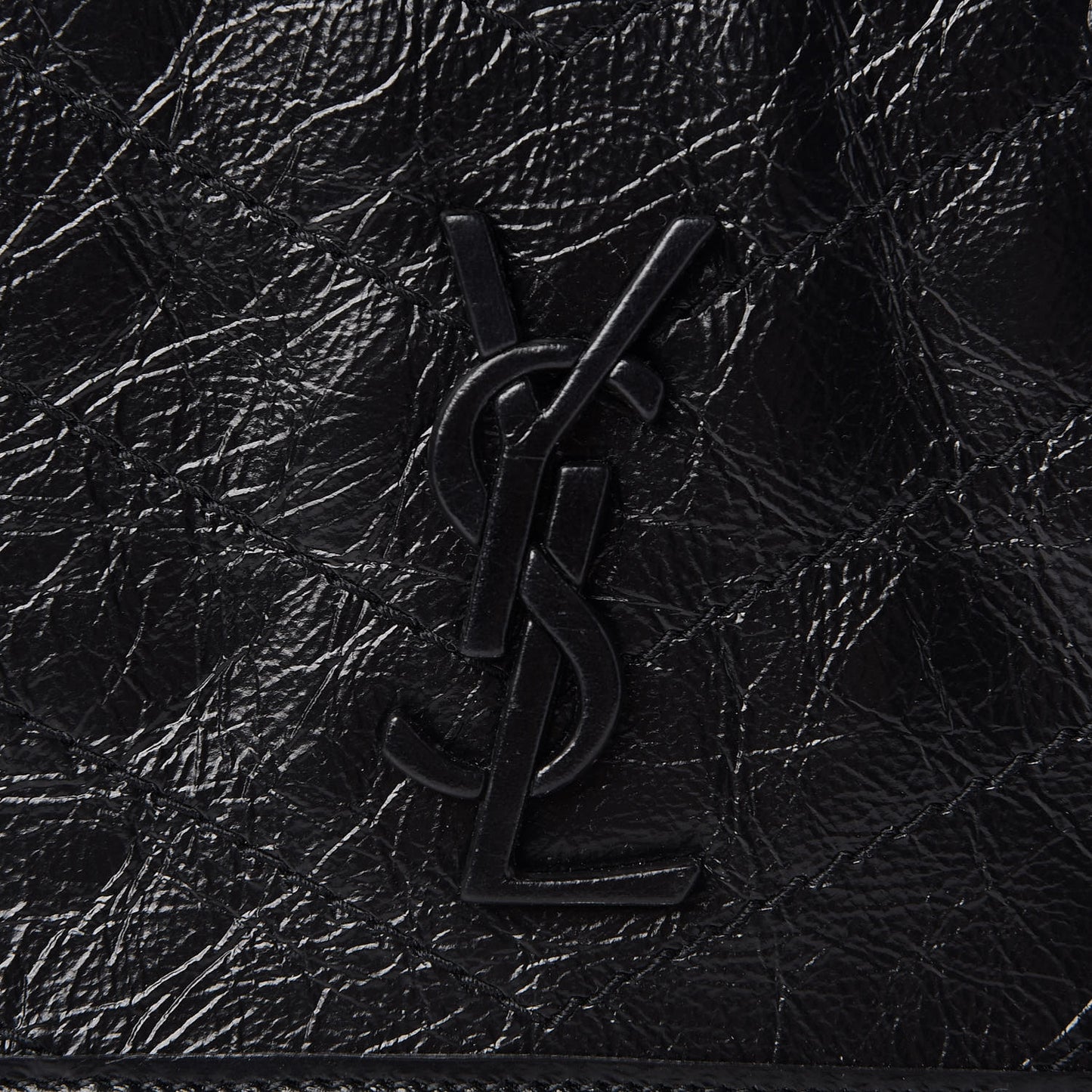 Crinkled Calfskin Matelasse Monogram Niki Chain Wallet Black