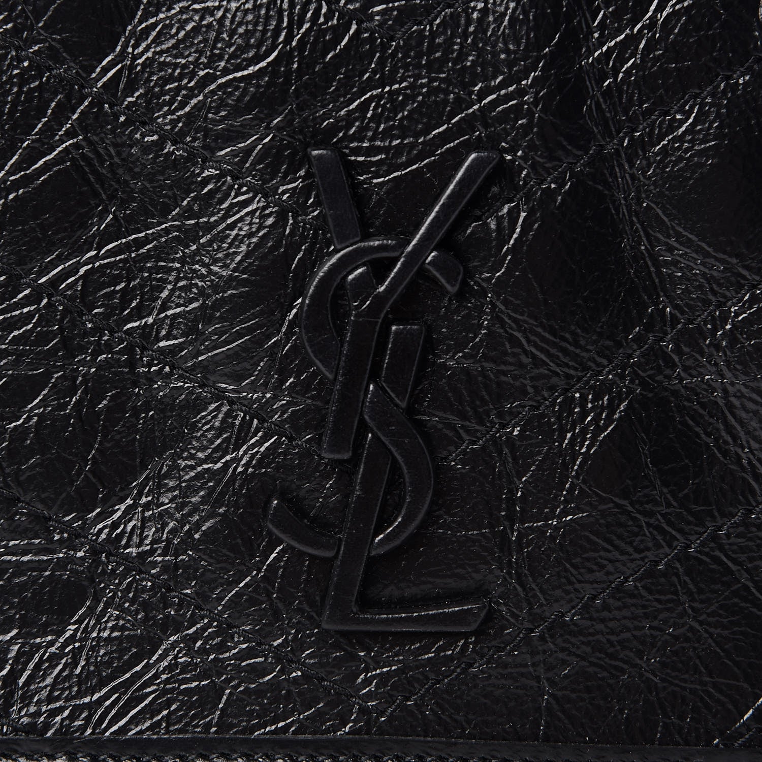 Saint Laurent Crinkled Calfskin Matelasse Monogram Niki Chain Wallet Black 8 of 11