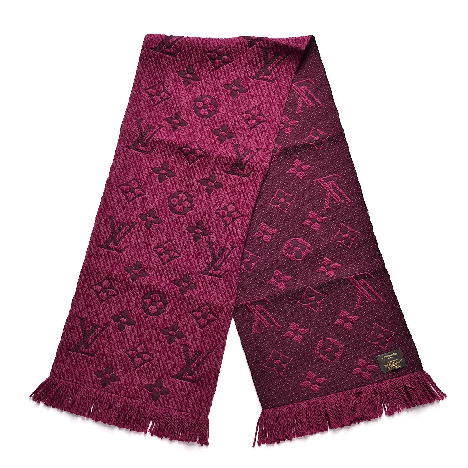Louis Vuitton Wool Silk Logomania Scarf Cherry 3 of 4
