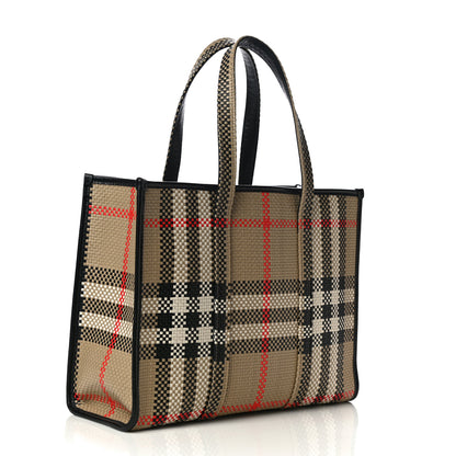 Burberry Calfskin Woven Vintage Check East West Book Tote 3 of 9