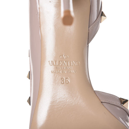 Valentino Garavani Patent Rockstud Ankle Strap d'Orsay Open Toe Pumps 36 Poudre 6 of 8