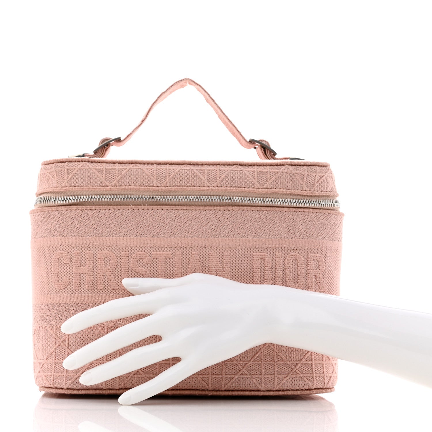 Christian Dior Canvas Embroidered Cannage Diortravel Vanity Case Bois de Rose 3 of 8