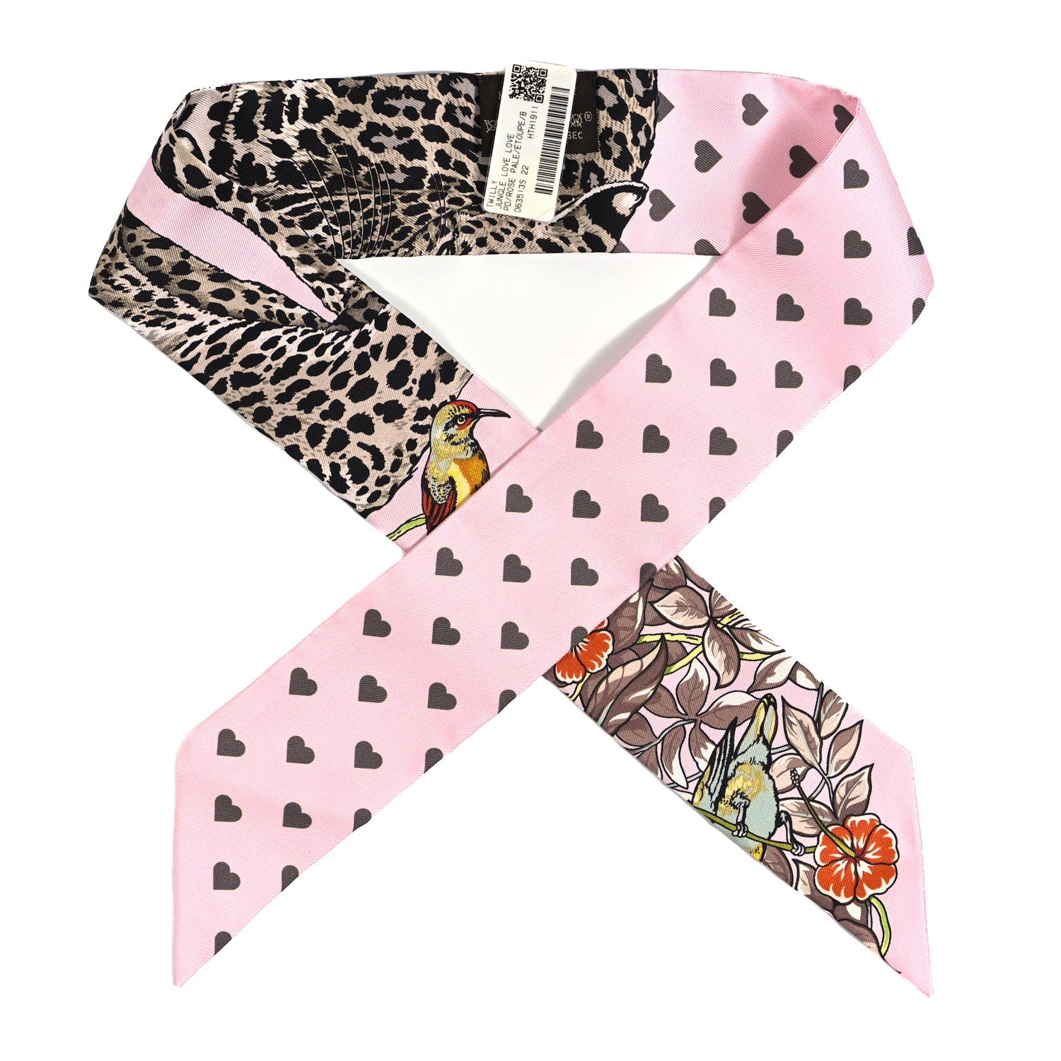 Hermes Silk Jungle Love Love Twilly Rose Pale Etoupe 1 of 4