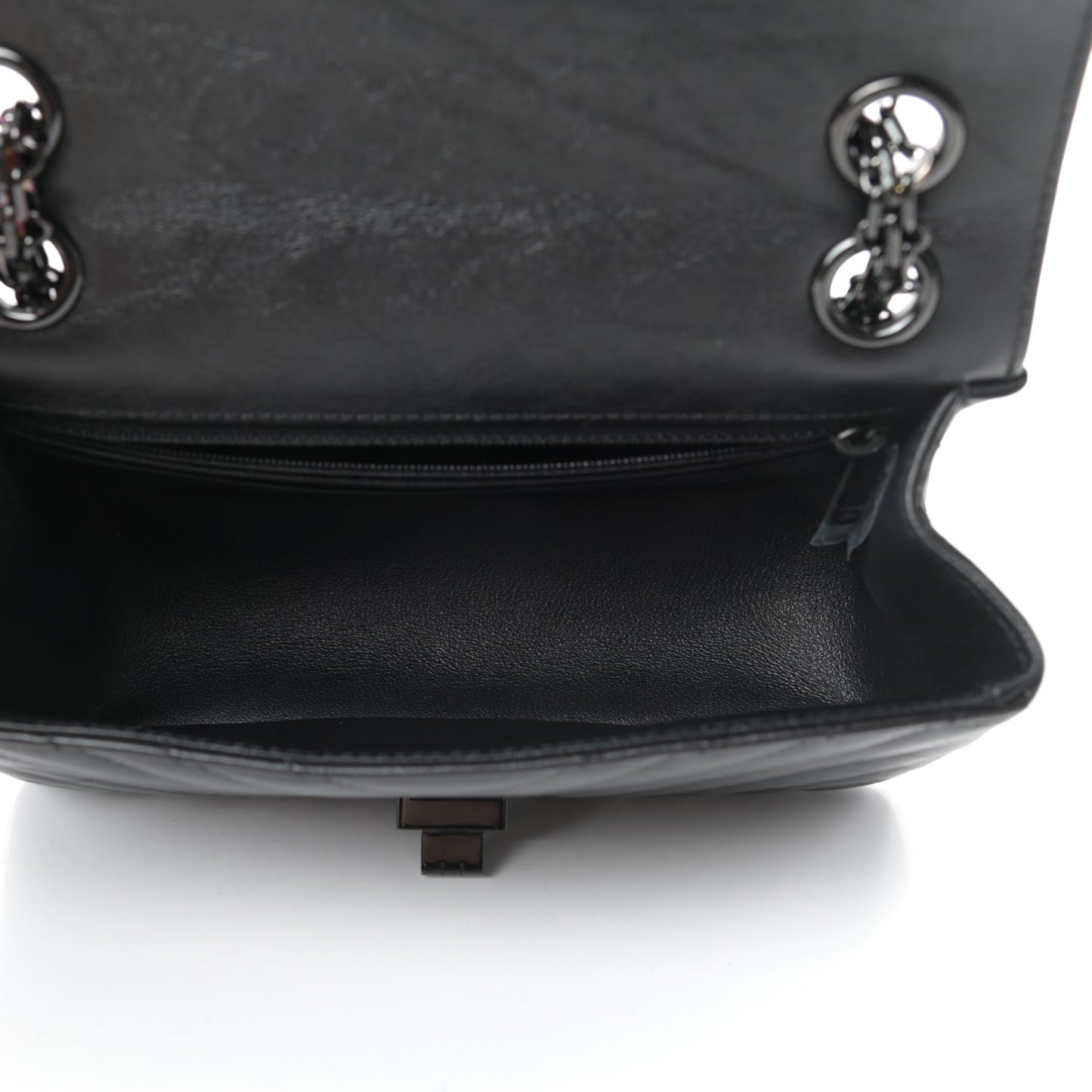 Aged Calfskin Chevron Quilted 2.55 Reissue Mini Flap So Black