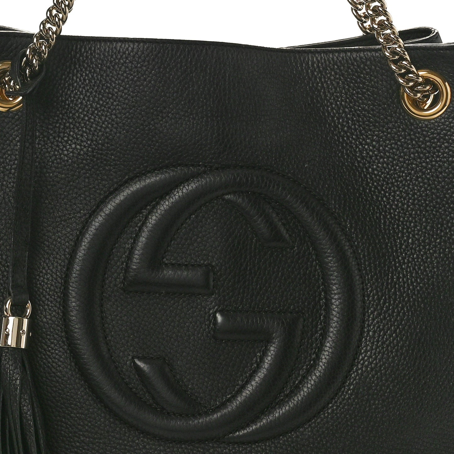 Pebbled Calfskin Medium Soho Chain Shoulder Bag Black