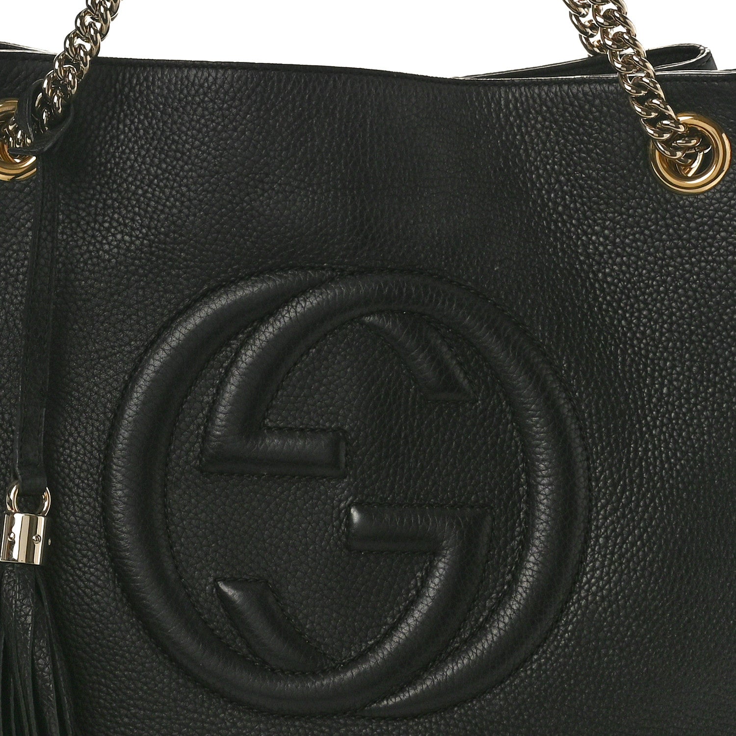 Gucci Pebbled Calfskin Medium Soho Chain Shoulder Bag Black 8 of 11