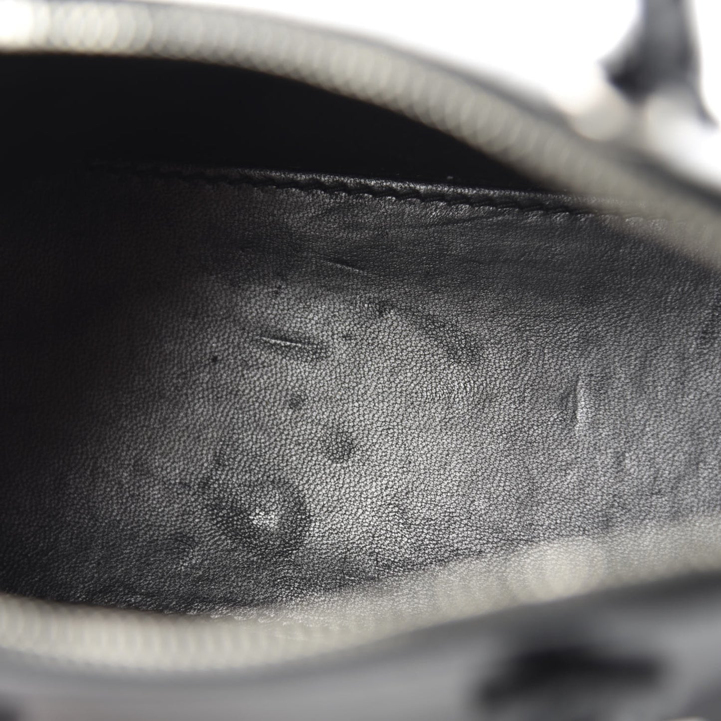 Calfskin Logo Crocodile Embossed XXS Ville Top Handle Bag Black White