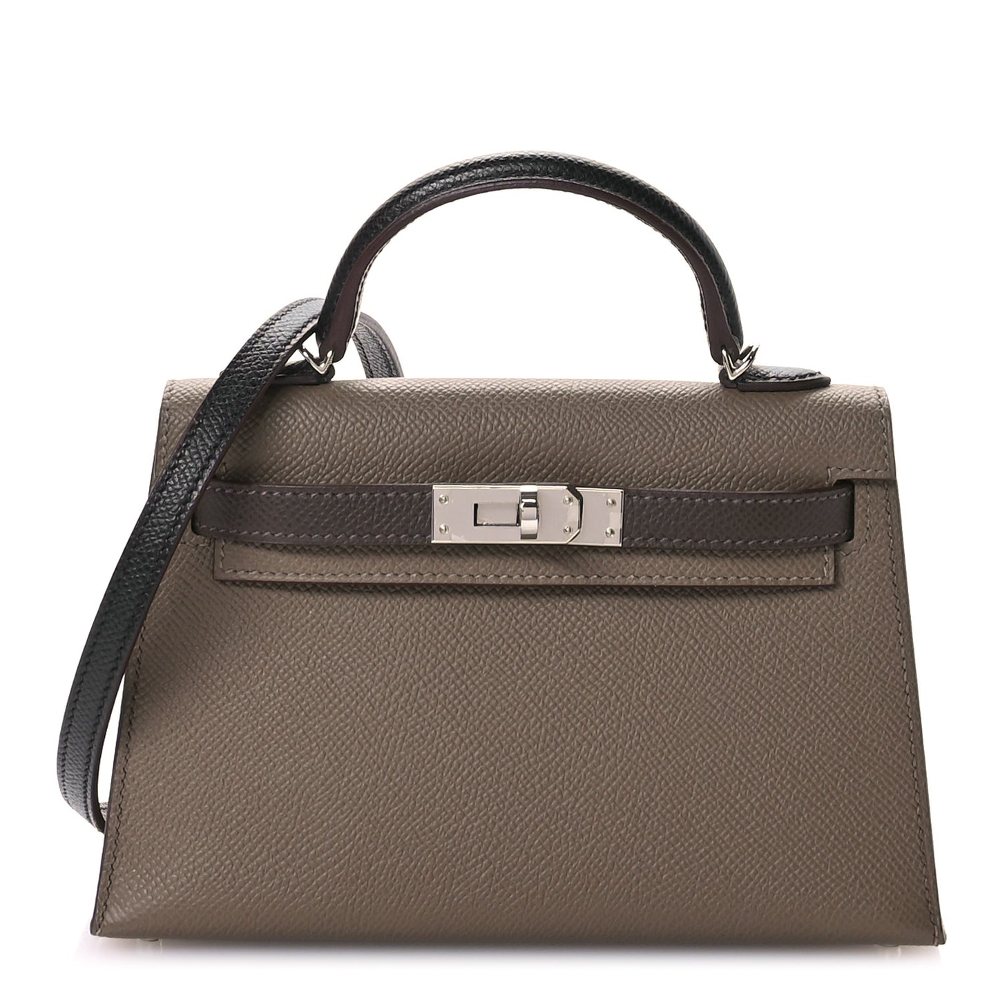 Epsom Mini Kelly Sellier 20 Etoupe Ecorce Black