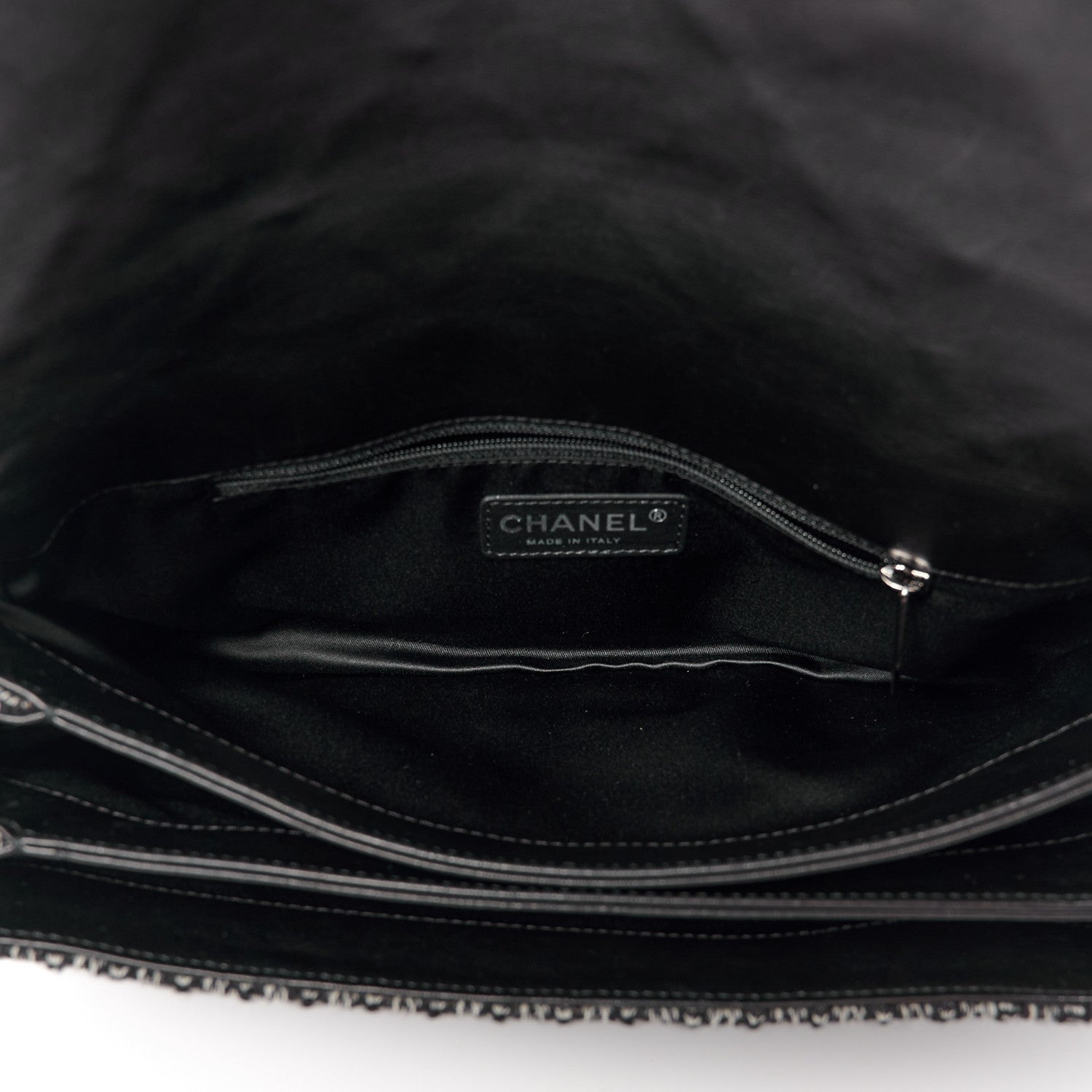 Chanel Sequin Tweed Icons Large Accordion 3 Flap Black 5 of 13