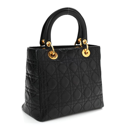 Christian Dior Lambskin Cannage Medium Lady Dior Black 2 of 7