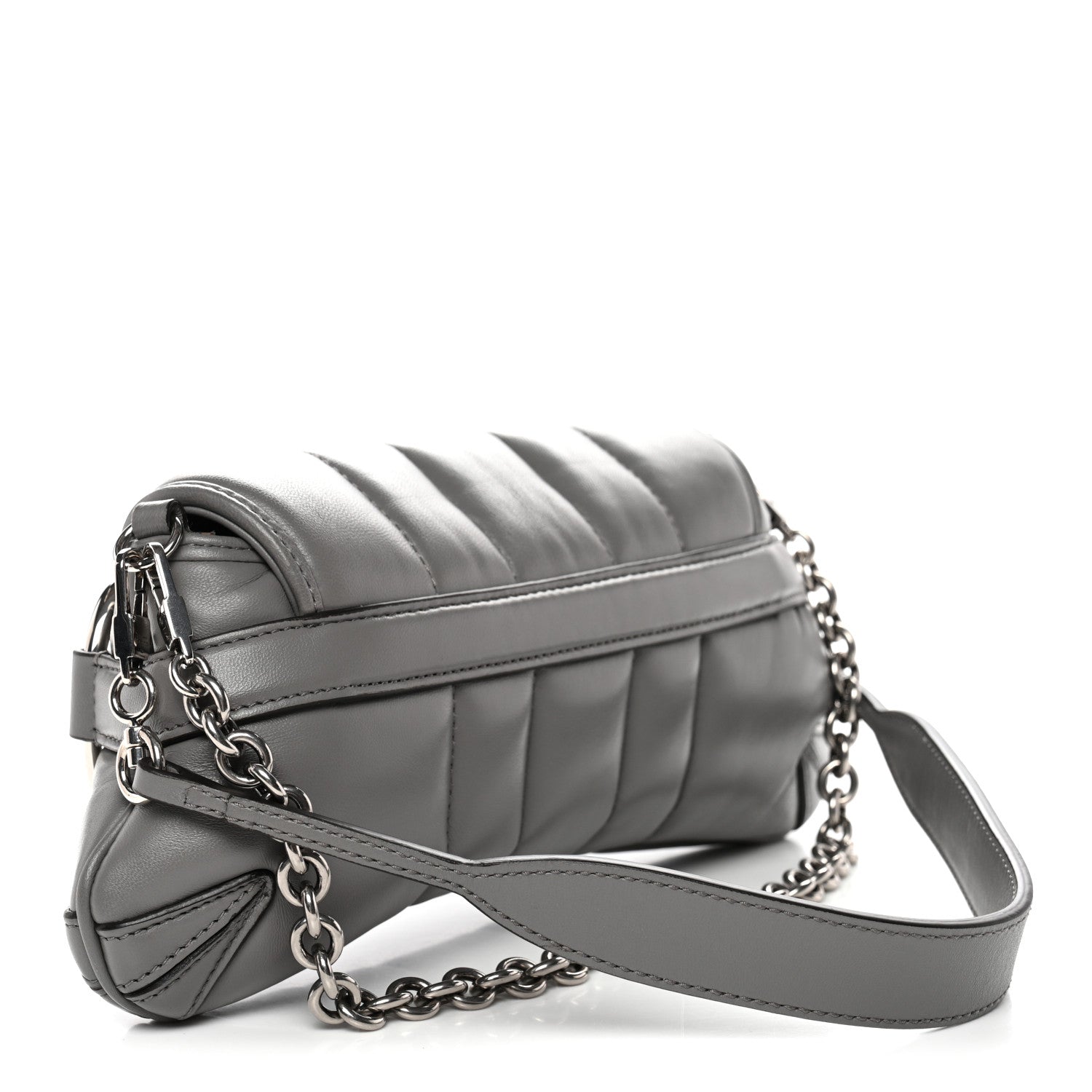 Gucci Nappa Vertical Matelasse Small Maxi Horsebit Chain Shoulder Bag Gray 3 of 10